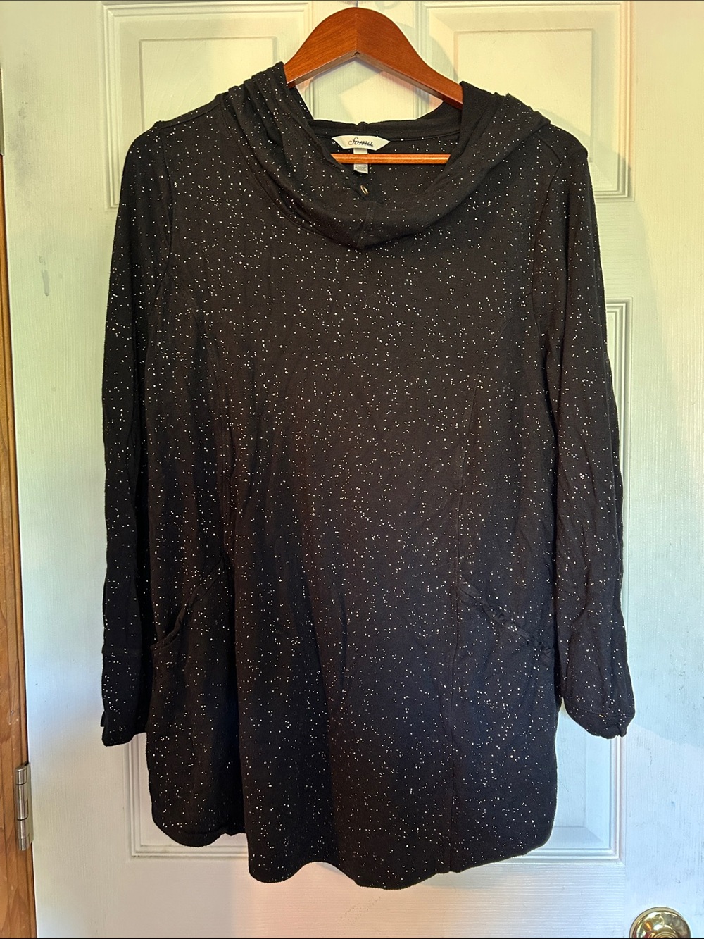Casual Black Speckled Hooded top